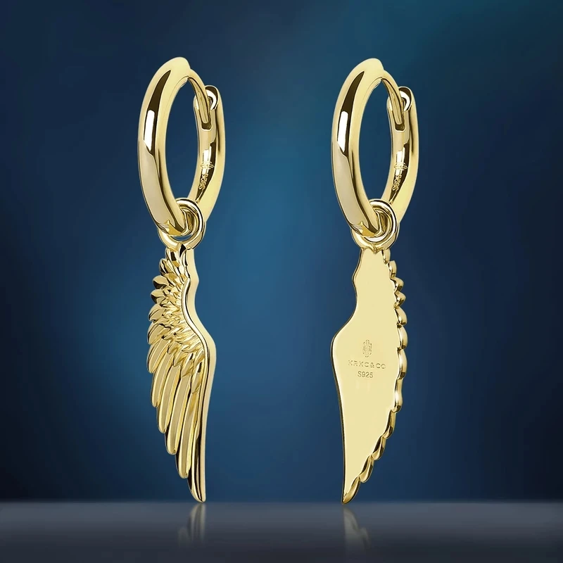 DNSCHIC Hip Hop Hoop Earrings with Angel Wing Charm Small Hoop Earrings  Hoop Ea - £54.18 GBP