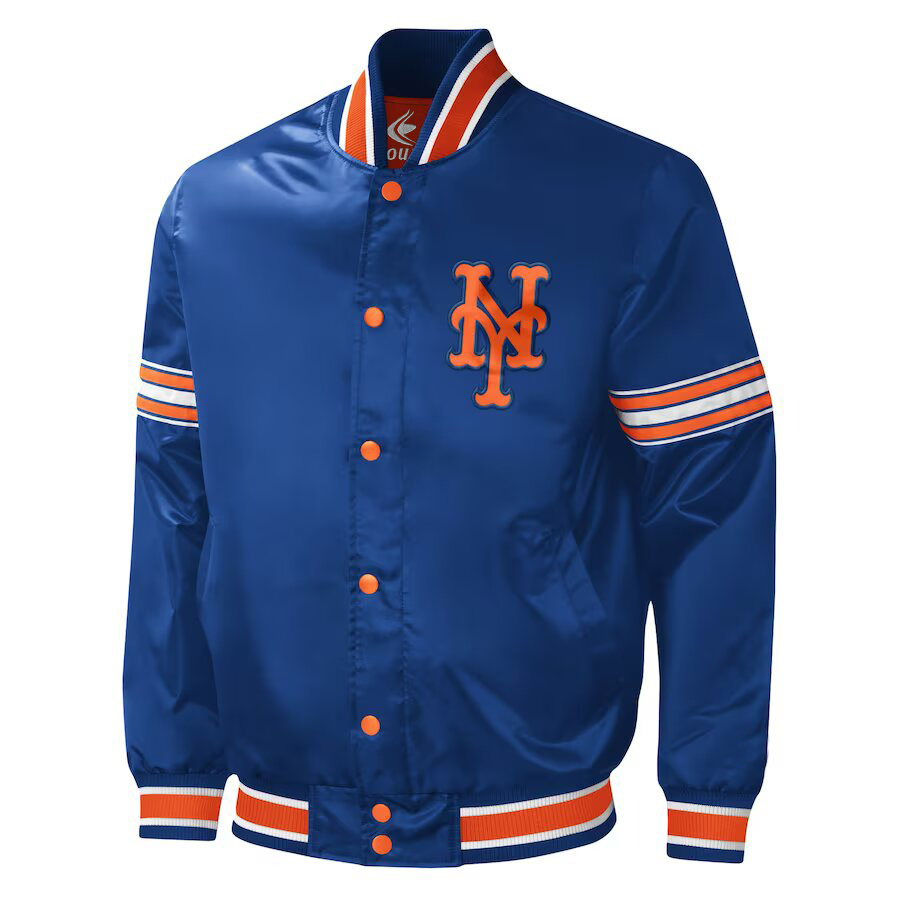 MLB New York Mets Vintage 80's Blue Satin Letterman Baseball Varsity Jacket