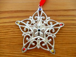 Lenox Sparkle &amp; Scroll silver tone snowflake multi crystal Christmas orn... - £15.72 GBP