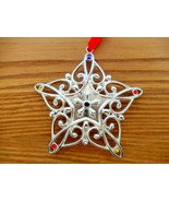 Lenox Sparkle &amp; Scroll silver tone snowflake multi crystal Christmas orn... - £15.80 GBP
