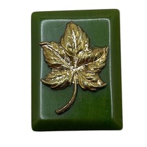 Bakelite Maple Leaf Refrigerator Magnet Vintage Green Gold Tone Fall Leaves - £19.33 GBP