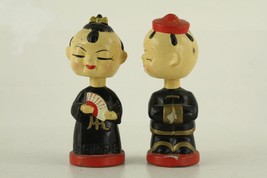 Vintage Composition Toy Figurines ASIAN COUPLE Made Japan Nodder Head Set - $13.83