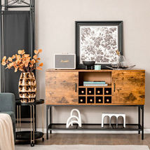 Industrial Kitchen Buffet Sideboard with Wine Rack and 2 Doors-Rustic Brown - Co - $3,790.45 MXN
