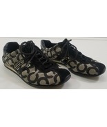 N) COACH Kathleen Black Gray White Signature Logo Shoes Women&#39;s Size 5.5M - £22.12 GBP