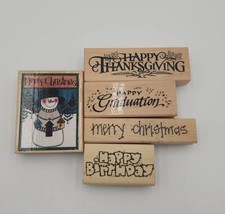 Misc Wood Mounted Holiday / Celebration Themed Stamps - Lot of 5 - $14.50