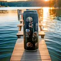 Cool Gear Soda Plastic 16 oz Floating 3D  black &amp; silver skulls can - $14.85
