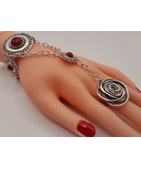 Armenian Ring Bracelet with Pomegranate Seeds Stones, Bracelet Hand Chain - $66.90 CAD