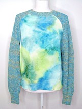 ANTHROPOLOGIE Watercolor Tie-Dye Comfy Chic Cotton Knit Sweater Blue Gre... - £40.87 GBP