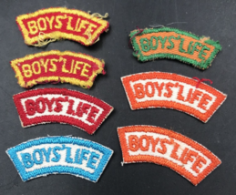 Lot of 7 Boy Scouts BSA Boys&#39; Life Curved Segment Tab Patch 1.75&quot; x 0.50&quot; - £29.72 GBP