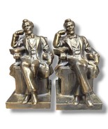 Vintage Abraham Lincoln Seated Bookends Cast Metal Pair Bronze Finish - £31.38 GBP