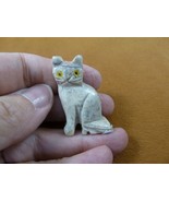 (Y-CAT-55-1) gray white KITTY CAT gemstone figurine cats SOAPSTONE PERU ... - $165.19 MXN