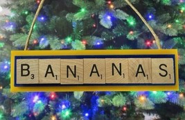 Savannah Bananas Christmas Ornament Scrabble Tiles Handmade Georgia Baseball - £7.72 GBP