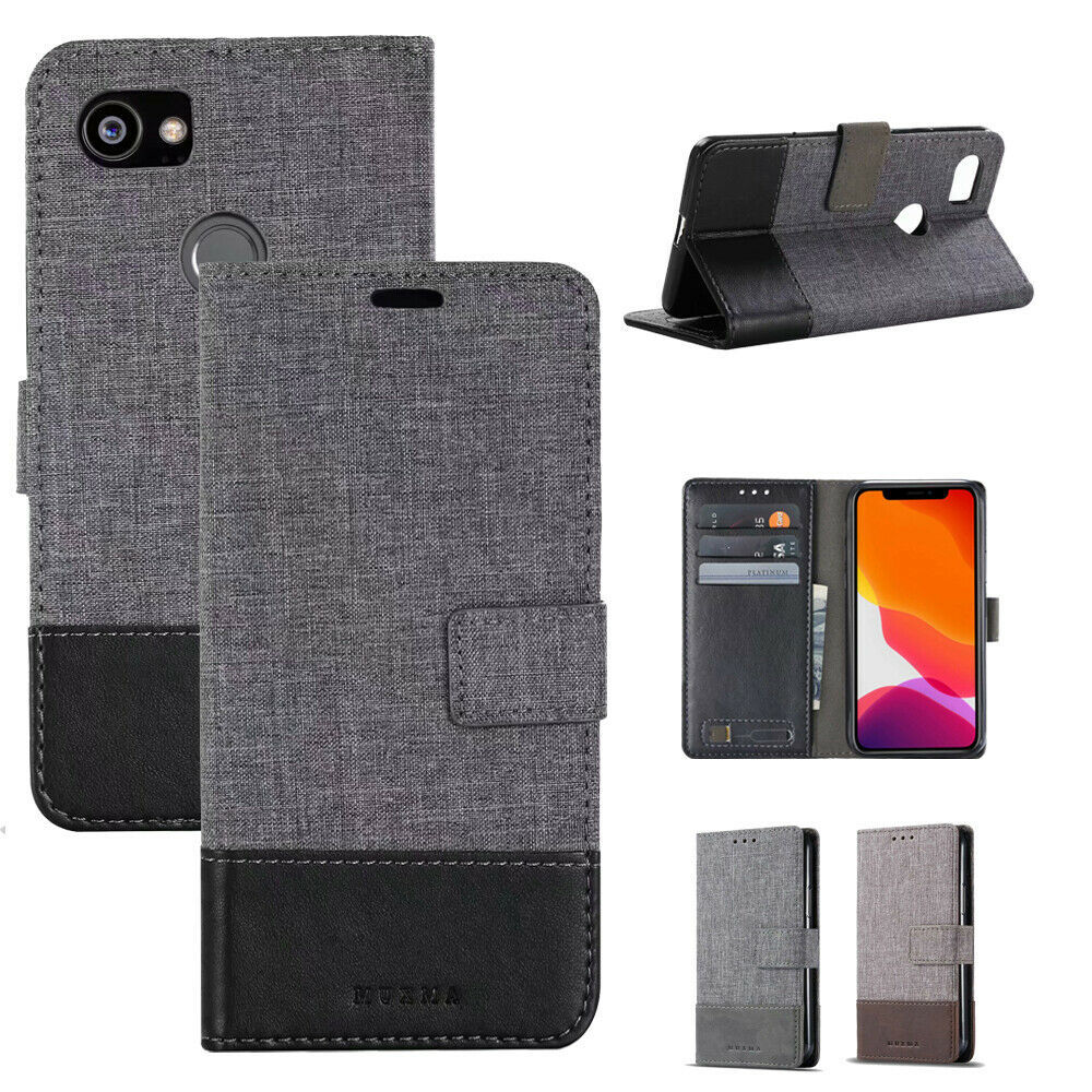 For Google Pixel 5 5 XL 4A 5G 3A XL 3 XL 2 XL Luxury Canvas Leather Wallet Case