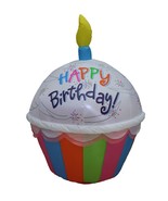 USED 4 FOOT INFLATABLE HAPPY BIRTHDAY CUPCAKE CANDLE Party Outdoor Decor... - £27.82 GBP
