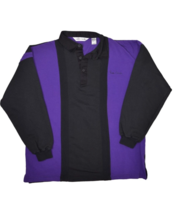 Pierre Cardin Striped Rugby Shirt Mens L Purple Black Color Block Pique Terry - £19.24 GBP