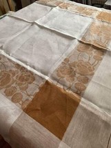 Vintage brown flower tablecloth with 5 napkins - $40.55