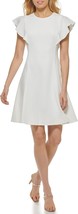 DKNY Women&#39;s Boat Neck Solid Scuba Crepe Fit &amp; Flare Dress Ivory Size 14... - $48.51