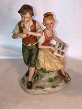 Capodimonte Boy With Flute And Girl With Song Book Figurine Mint - £19.74 GBP