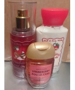 Bath &amp; Body Works Strawberry Pound Cake Lotion Mist &amp; Hand Gel Lot Set T... - $257.28 MXN