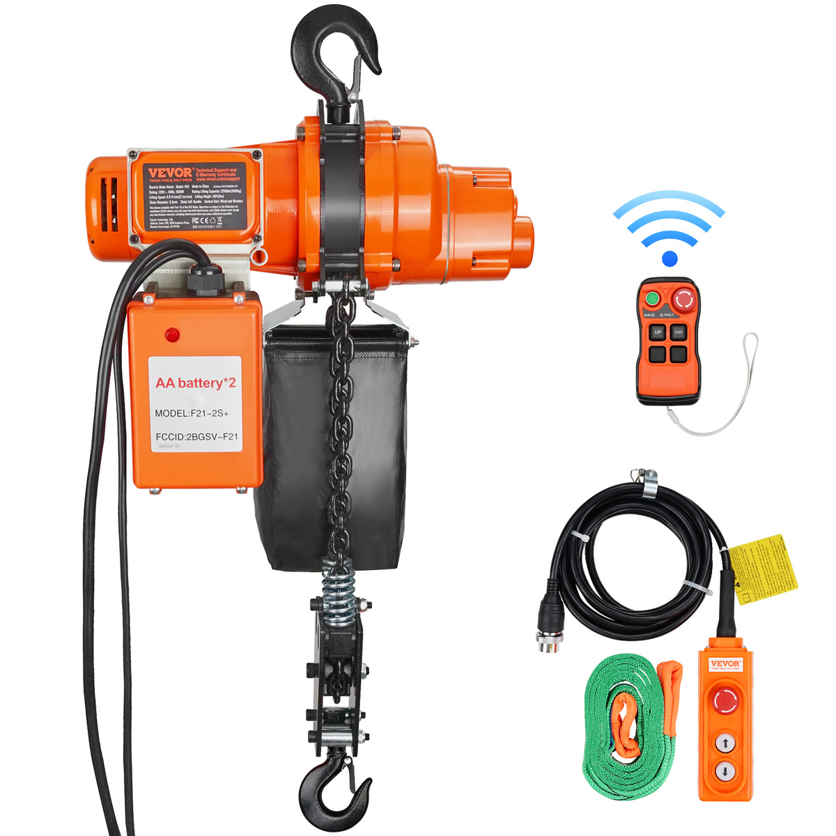 VEVOR Electric Chain Hoist 2200 lbs 20ft 6.9ft/min 120V Wireless/ Wired ... - $577.99