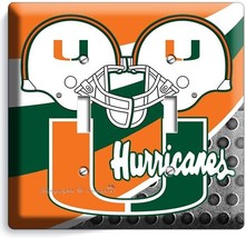 Miami Hurricanes University College Football 2 Gang Light Switch Plate Art Decor - £12.71 GBP