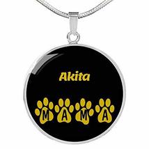 Akita Mama Circle Necklace Engraved 18k Gold 18-22&quot; Dog Owner Lover Jewelry - £55.22 GBP