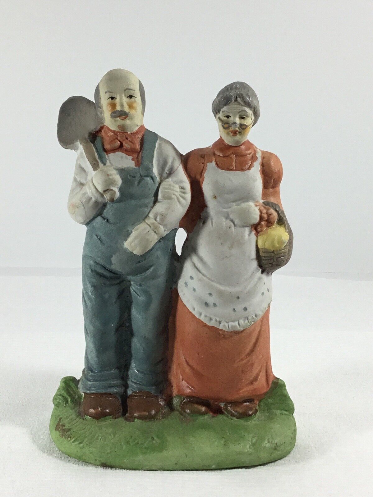 Vintage Figurine Elderly Couple. Man With Shovel / Woman With Basket #21... - $4.79