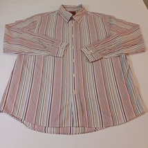 Lucky Brand Dungarees Men&#39;s Red Gray White Stripes Shirt Long Sleeve Size Large - £12.23 GBP