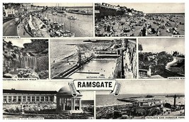 Ramsgate UK Multi-view Postcard Bathing Pool Harbour Pavillion etc Posted 1957 - £9.30 GBP