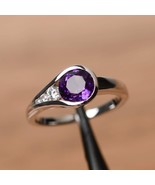 2Ct Round Lab-Created Amethyst Solitaire Engagement Ring 14K White Gold ... - £87.48 GBP