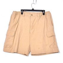 IZOD Men&#39;s Khaki Tan Cargo Shorts Size Large Cotton Flat Front Casual - $22.49 CAD