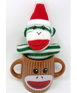 Sock Monkey Coffee Mug Set Stuffed  10 oz Cup Cocoa 2 Handles Galerie US... - $12.80