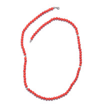 Coral Enhanced Stainless Steel Beaded Necklace (24&quot;) 117.68 cts. New! #J... - £26.26 GBP