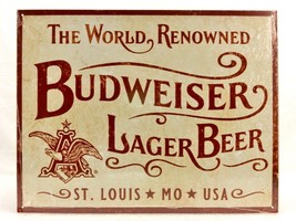 Budweiser Lager Beer, 12.5&quot; x 16&quot; Metal Poster, Bar/Man Cave Decoration,... - £7.79 GBP