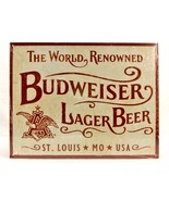 Budweiser Lager Beer, 12.5&quot; x 16&quot; Metal Poster, Bar/Man Cave Decoration,... - $185.97 MXN