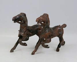 Horse Team for Carriage Marbled Brown &amp; Black Hard Plastic Vintage Unmar... - $461.44 MXN
