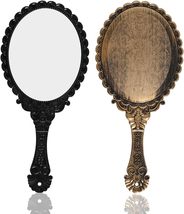 2pcs Handheld Mirror, Vintage Hand Travel Purse Mirrors with Handle Portable Emb - £12.86 GBP