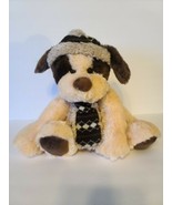 Hugfun International Plush Dog/Puppy Toy. Tan &amp; Brown. Hat. Scarf. - £12.44 GBP