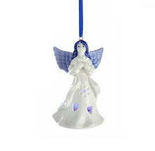 Kurt Adler Porcelain Led Color Changing Delft Blue Angel w/STAR Xmas Ornament - £6.29 GBP