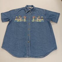 Bobbie Brooks BB159E Women's Blue Denim Floral Embroidered  Button Up Shirt Sz M image 11