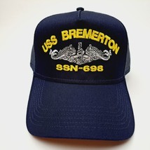 USS Bremerton SSN-698 Mesh Snapback Cap Hat Navy Blue Boat Submarine Ship - £11.86 GBP