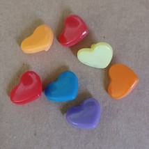 Vintage Novelty Plastic Multicolored Hearts 7 Count Button Set With Shanks  - £4.40 GBP