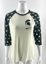 Nike Michigan State University Top Large Cream Green Raglan Tee Shirt Athletic - £19.84 GBP