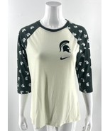 Nike Michigan State University Top Large Cream Green Raglan Tee Shirt At... - £19.72 GBP
