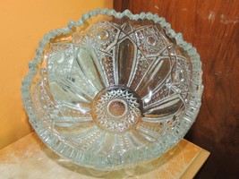 EAPG Bowl 8.25&quot; hobstar panels &amp; buttons clear crystal heavy - $16.19