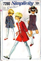 Vintage 1967 Girl&#39;s PANT DRESS or JUMPER Simplicity Pattern 7280 Size 4 - £9.42 GBP