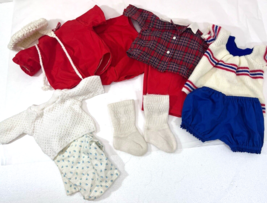 Vintage Baby Doll Clothing Lot Romper Sweater Plaid Shirt Hat Socks - £13.29 GBP