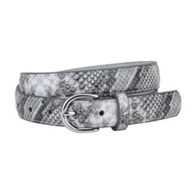 Grey Silver Snakeskin Print Leather Belt XL - $454.57 MXN