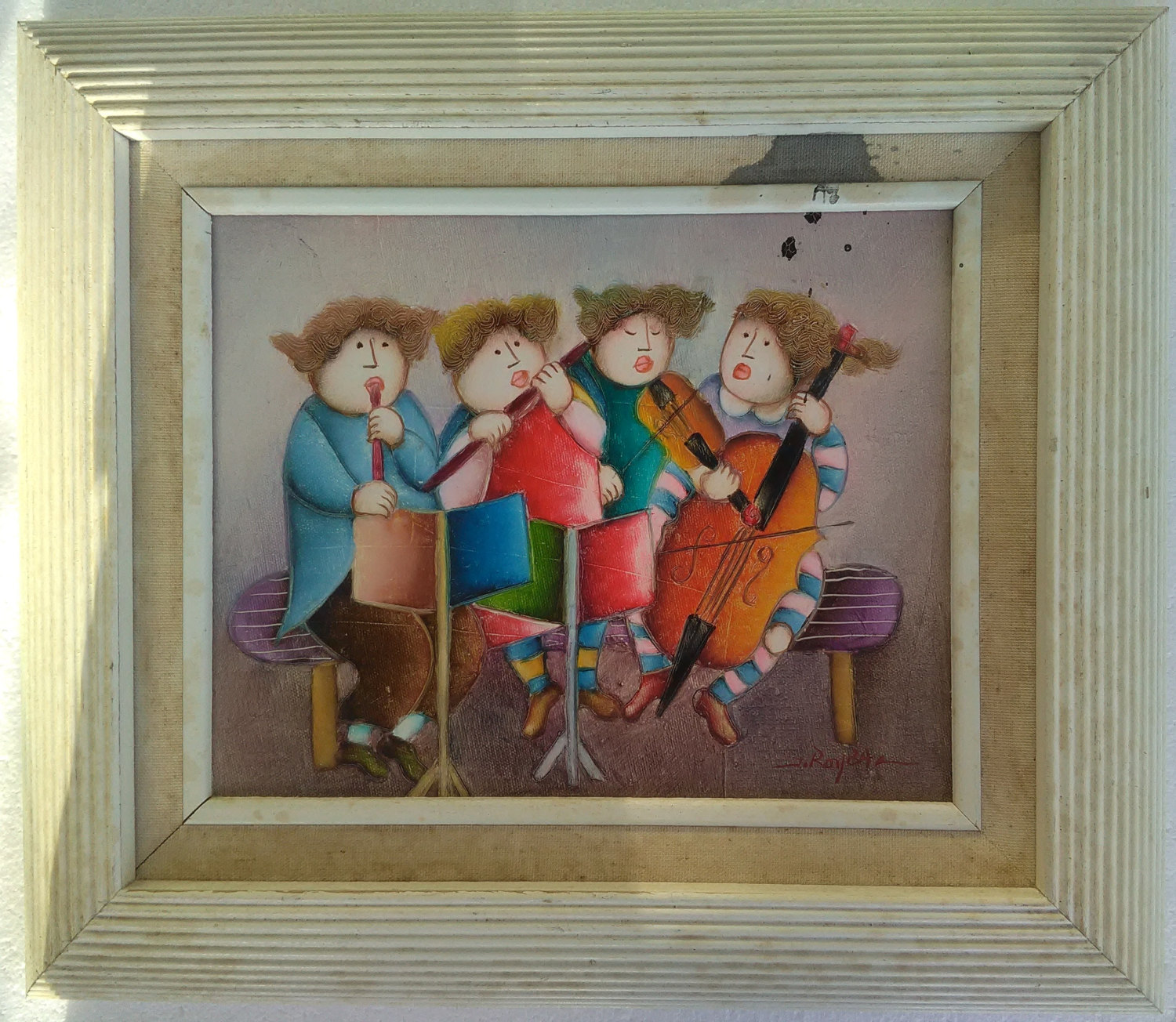 J. Roybal Vintage Large Colorful Art of (4) Children Playing Variety of ... - $74.99