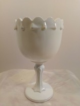 Vintage Milk Glass Footed Teardrop Pedestal Goblet - $14.85